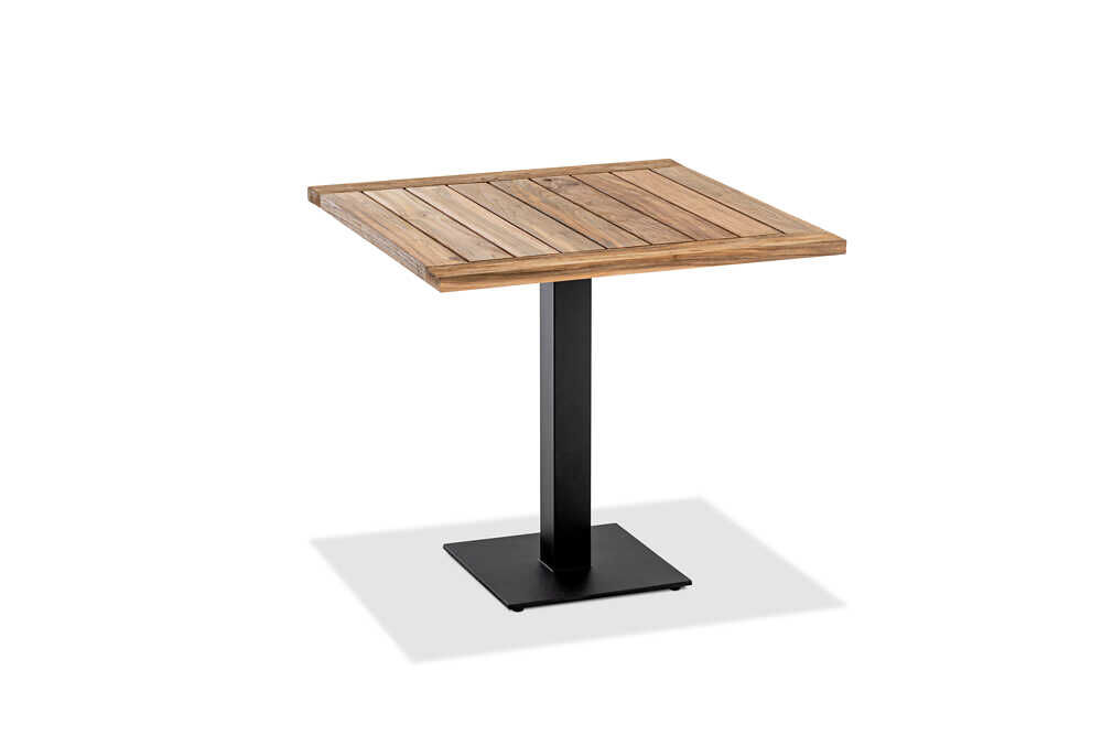 Tisch Bistro Gestell Stahl Verzinkt Anthrazit Tischplatte Teak von Niehoff