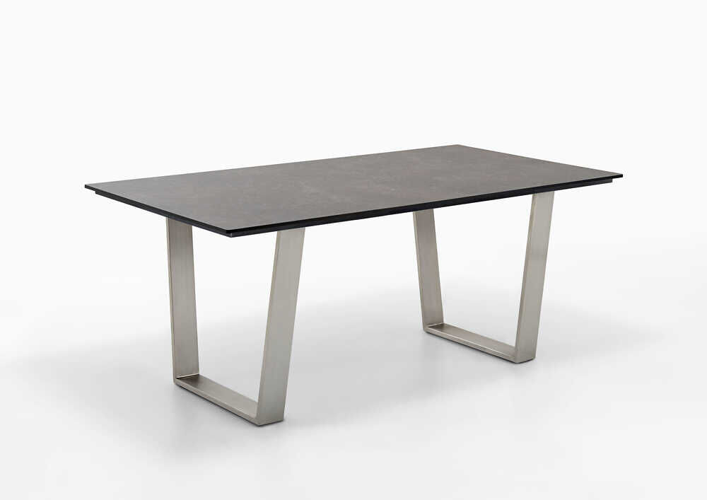 Tisch Noah Gestell Edelstahl Gebürstet Tischplatte HPL Granit von Niehoff