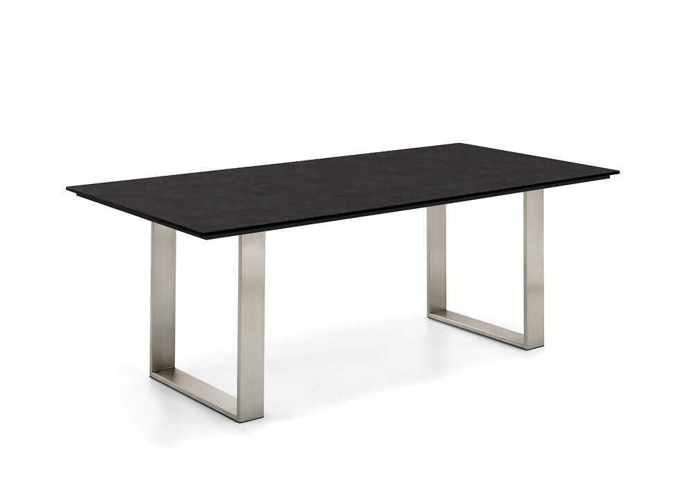 Tisch Noah Gestell Edelstahl Gebürstet Tischplatte HPL Granit von Niehoff