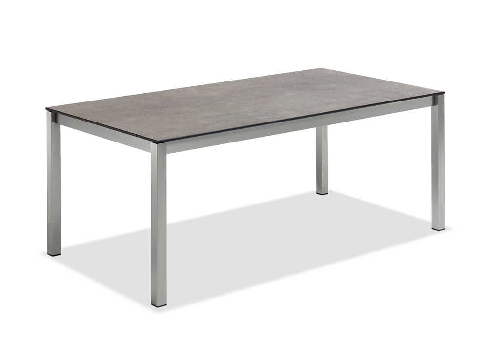 Tisch Velina Gestell Edelstahl Gebürstet Tischplatte HPL Beton von Niehoff