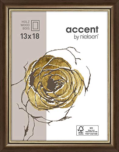 accent by nielsen Holz Bilderrahmen Ascot, 13x18 cm, Dunkelbraun/Gold von accent by nielsen
