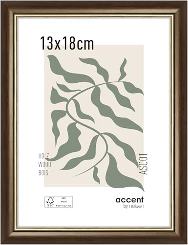 accent by nielsen Holz Bilderrahmen Ascot, 13x18 cm, Dunkelbraun/Gold von accent by nielsen