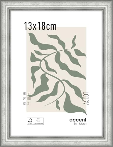 accent by nielsen Holz Bilderrahmen Ascot, 13x18 cm, Silber von accent by nielsen