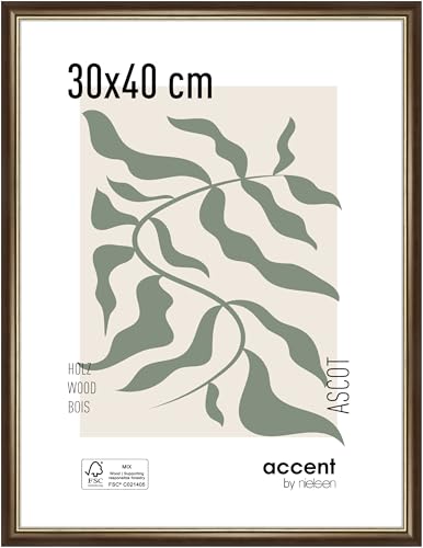 accent by nielsen Holz Bilderrahmen Ascot, 30x40 cm, Dunkelbraun/Gold von accent by nielsen