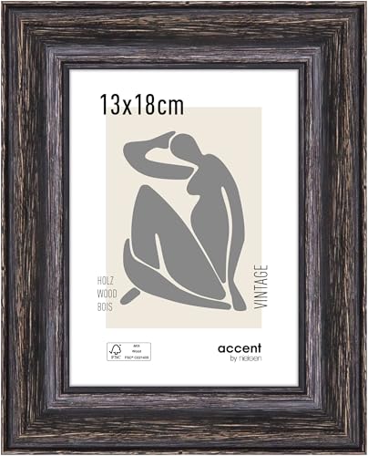 accent by nielsen Holz Bilderrahmen Vintage, 13x18 cm, Schwarz von accent by nielsen