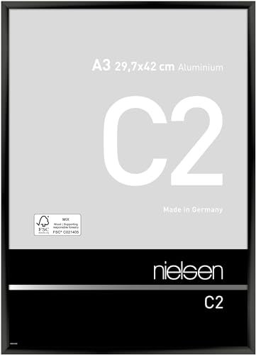 nielsen Aluminium Bilderrahmen C2, 29,7x42 cm (A3), Eloxal Schwarz Glanz von nielsen