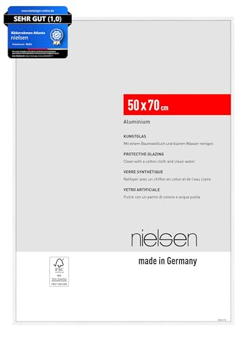 nielsen Bilderrahmen, 50 x 70 cm, Aluminium, Weiß matt, Posterrahmen zum Aufhängen im Hoch- & Querformat, bruchsicheres Kunstglas, Atlanta nielsen Bilderrahmen, 50 x 70 cm, Aluminium, Weiß matt, Posterrahmen zum Aufhängen im Hoch- & Querformat, bruchsicheres Kunstglas, Atlanta von nielsen