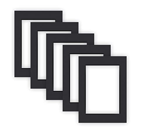 nielsen Conservation Passepartout Karton 1,5 mm | 5er Set | Außenformat 13x18 cm für Bildformat 9x13 cm | Schwarz | glatte Oberfläche von nielsen