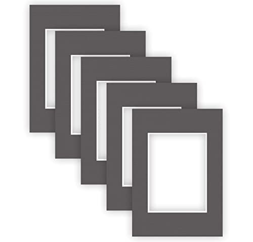 nielsen Conservation Passepartout Karton 1,5 mm | 5er Set | Außenformat 21x29,7 cm (DIN A4) für Bildformat 13x18 cm | Graphitgrau (dunkelgrau) | strukturierte Oberfläche von nielsen