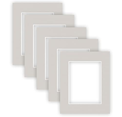 nielsen Conservation Passepartout Karton 1,5 mm | 5er Set | Außenformat 24x30 cm für Bildformat 15x20 cm | Kieselgrau (hellgrau) | strukturierte Oberfläche von nielsen