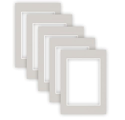 nielsen Conservation Passepartout Karton 1,5 mm | 5er Set | Außenformat 29,7x42 cm (DIN A3) für Bildformat 21x29,7 cm (DIN A4) | Kieselgrau (hellgrau) | strukturierte Oberfläche von nielsen