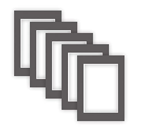 nielsen Conservation Passepartout Karton 2,2 mm | 5er Set | Außenformat 13x18 cm für Bildformat 9x13 cm | Graphitgrau (dunkelgrau) | strukturierte Oberfläche von nielsen