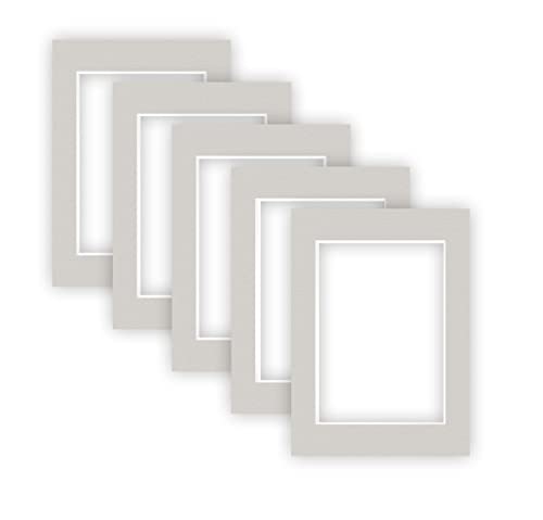 nielsen Conservation Passepartout Karton 2,2 mm | 5er Set | Außenformat 13x18 cm für Bildformat 9x13 cm | Kieselgrau (hellgrau) | strukturierte Oberfläche von nielsen