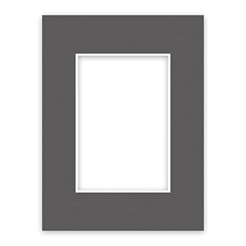 nielsen Conservation Passepartout Karton 2,2 mm | Außenformat 18x24 cm für Bildformat 10x15 cm | Graphitgrau (dunkelgrau) | strukturierte Oberfläche von nielsen