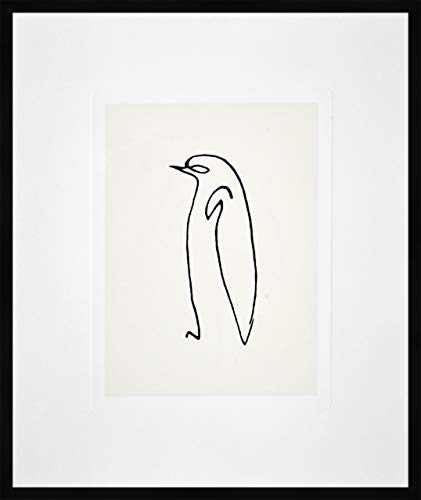 nielsen HOME Bild mit Rahmen 50x60 cm (hoch) - Picasso Le Pinguin I der Pinguin - Kunstdruck - Holzrahmen Schwarz - Premium Poster gerahmt made in Germany von nielsen HOME