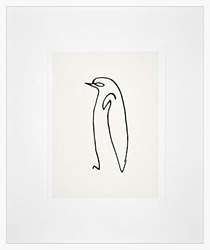 nielsen HOME Bild mit Rahmen 50x60 cm (hoch) - Picasso Le Pinguin I der Pinguin - Kunstdruck - Holzrahmen Weiß - Premium Poster gerahmt made in Germany von nielsen HOME