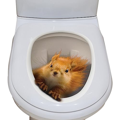 3D Eichhörnchen Toilettensitz Aufkleber, WC Sitzbezug Aufkleber Toilettendeckel, Wasserfeste Cartoon-Tier-Aufkleber, Lustig Toilettendeckel Aufkleber, WC Deckel Bad Klo Aufkleber Sticker von Niesel