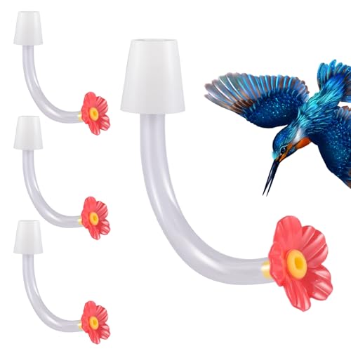Niesel -Futterrohr | 4 Stück Futterröhrchen Mit Blüten Spitze,Flaschenverschluss Futteranschlüsse Multifunktionale Ersatzteile für Gartenvögel von Niesel
