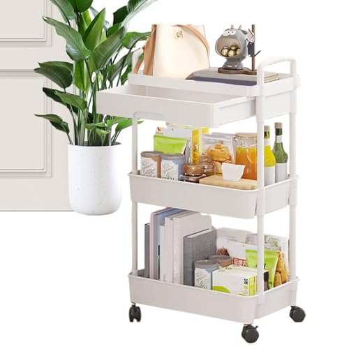 Niesel Rollwagen mit Rollen, Schublade, Rollwagen, Küchenwagen, 3 Ebenen, Rollregal, beweglicher Aufbewahrungs-Organizer für Küche, Schlafzimmer, Wohnzimmer von Niesel