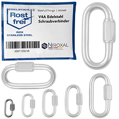 3mm Edelstahl Schraubverbinder V4A Schraubkarabiner Kettenverbinder 330 kg Schraubnotglied Schraubglied Schnellverbinder Schnellverschluss Schlüsselringe Notglied inox von NietFullThings