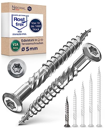 Terrassenschrauben 5x40 Edelstahl A2 Linsenkopfschrauben Torx Schrauben 5mm stark 200 Stück Holzschrauben Torx 40mm lang Edelstahlschrauben Holz von NietFullThings