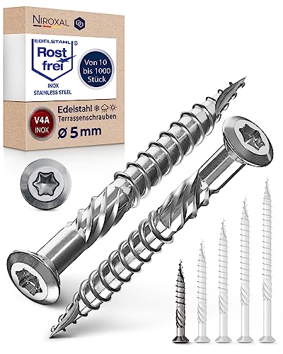 Terrassenschrauben 5x40 Edelstahl A4 Linsenkopfschrauben Torx Schrauben 5mm stark 100 Stück Holzschrauben Torx 40mm lang Edelstahlschrauben Holz von NietFullThings