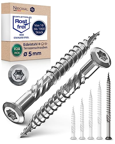 Terrassenschrauben 5x80 Edelstahl A2 Linsenkopfschrauben Torx Schrauben 5mm stark 50 Stück Holzschrauben Torx 80mm lang Edelstahlschrauben Holz von NietFullThings