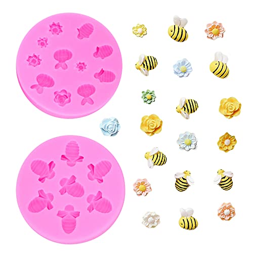 Nifocc 2 Stück Hummel Fondant Form Biene Backformen Tier Kuchenform Cupcake Silicone Mould Gießform Gussformen für Schokolade Muffin Süßigkeiten Marzipan Gelee Candy Fudge Dekorieren von Nifocc