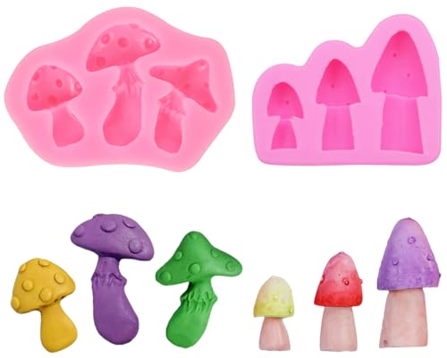 Nifocc 2 Stück Pilze Fondant Silikonformen 3D Pilzform Kuchenform Pilze Backformen Cupcake Silicone Mould Gießform Gussformen für Schokolade Muffin Süßigkeiten Fudge Dekor von Nifocc