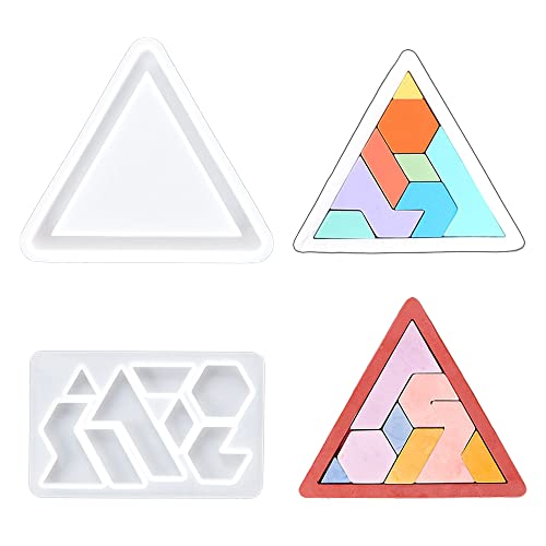 Nifocc 2 Stück Puzzle Silikonformen Tangram Epoxidharz Form Resin Form Triangle Gießformen Spielzeug Gussformen Casting Form für DIY Crafts Basteln Schmuck von Nifocc