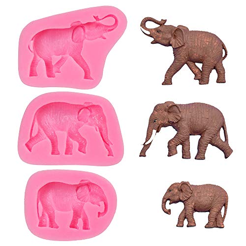 Nifocc Elefant Silikonform DIY Fondant Backformen für Dekorieren Kuchen Brot Schokolade Muffin Süßigkeiten - 3 Stk von Nifocc