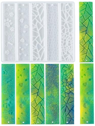 Nifocc Lesezeichen Harz Form Lesezeichen Silikonform mit 5 Verschiedenen Rillen Federform Lesezeichen Resin Form Schmuck Gießformen Gussformen Lesezeichen Casting Form für DIY Basteln Schmuck Stil 1 von Nifocc