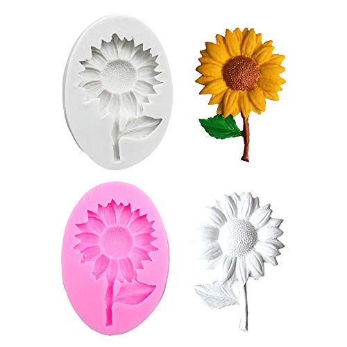 Nifocc Sonnenblume Silikonform DIY Fondant Backformen für Dekorieren Kuchen Brot Schokolade Muffin Süßigkeiten - Pink und Grau 2 Stk von Nifocc