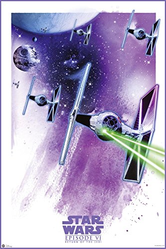 Nifty Star Wars Poster -Episode VI - Retrun of The Jedi - TIE Fighter - Krieg der Sterne (91,5 x 61 cm) + 2 St. transparente Posterleisten mit Aufhängung von Nifty