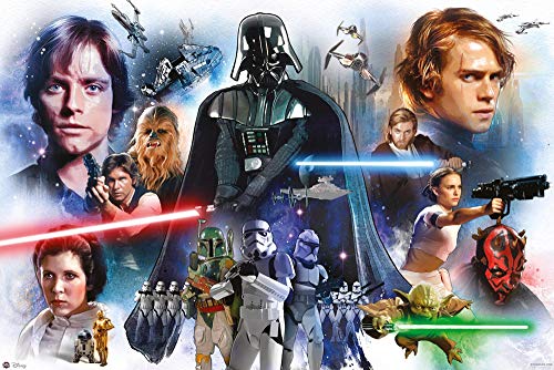 Nifty Star Wars Poster - Episode I - VI Charaktere - Krieg der Sterne (91,5 x 61 cm) + 1 Traumstrand Poster Insel Bora Bora zusätzlich von Star Wars