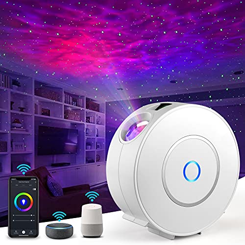 Nigecue LED Smart Sternenhimmel Projektor, WLAN Sternenprojektor 3D Galaxy mit App-/Sprachsteuerung, Timer, Kompatibel mit Alexa/Google Assistant, Geeignet für Baby Kinder Schlafzimmer Heimkino von Nigecue