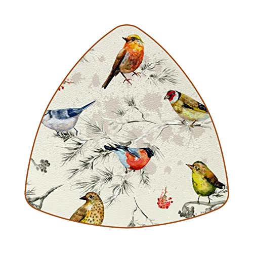 Untersetzer für Getränke,Leder Untersetzer 6er Set,Farbiger Vogel,Untersetzer für Tassen Home Kitchen Decor von NigelMu