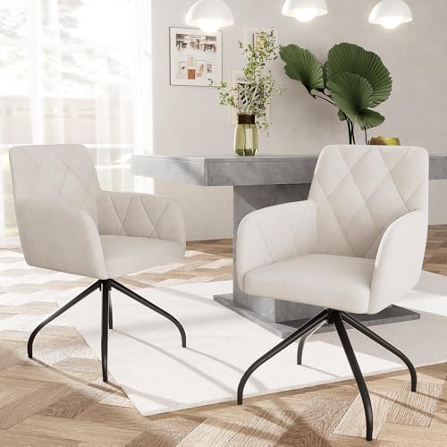 Nigfei 2er Set 360° Drehbarer Esszimmerstühle mit Rautenmuster,Gepolsterter Sessel mit 4 Metallbeinen,Moderner Lounge-Stuhl,Wohnzimmerstuhl für Shlafzimmer,Arbeitzimmer,Lendenwirbelstütze,Samt,Beige Nigfei 2er Set 360° Drehbarer Esszimmerstühle mit Rautenmuster,Gepolsterter Sessel mit 4 Metallbeinen,Moderner Lounge-Stuhl,Wohnzimmerstuhl für Shlafzimmer,Arbeitzimmer,Lendenwirbelstütze,Samt,Beige von Nigfei