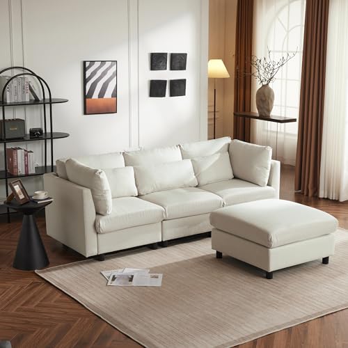 Nigfei Modernes Design, Polstermöbel, Sofa, Dreisitzer-Sofa, Wohnzimmersofa, Ecksofa mit Fußhocker, L-förmiges Ecksofa, Video verfügbar von Nigfei