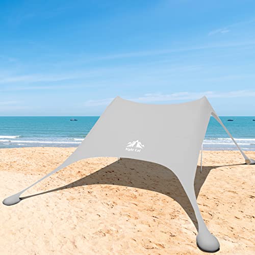 Night Cat Strandzelt Lycra Schatten Zelt Strandmuschel Sonnensegel Sun Shelter UV-Schutz UPF 50+ mit Sandsack Anker für Strand Picknick Angeln Camping von Night Cat