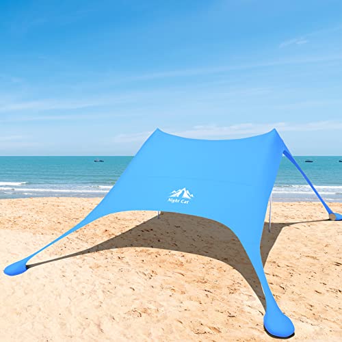 Night Cat Strandzelt Lycra Schatten Zelt Strandmuschel Sonnensegel Sun Shelter UV-Schutz UPF 50+ mit Sandsack Anker für Strand Picknick Angeln Camping von Night Cat