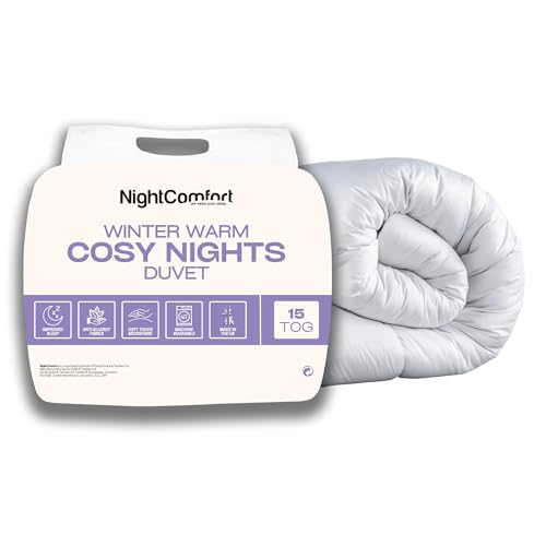 Night Comfort Cosy Nights Anti-Allergie-Doppeldecke, 15 Tog, atmungsaktiver Premium-Mikrofaser-Bezug mit Schwerer, hypoallergener Hohlfaserfüllung, Bettdecke, 200 x 200 cm, Weiß von Night Comfort