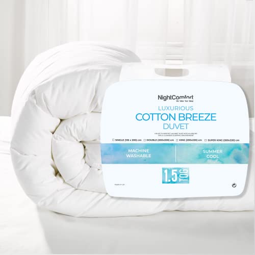 Night Comfort Luxuriöse Sommer-Bettdecke, Cool Cotton Breeze, für Einzelbett, 1,5 Tog, antiallergische Hohlfaser, Bettdecke von Night Comfort
