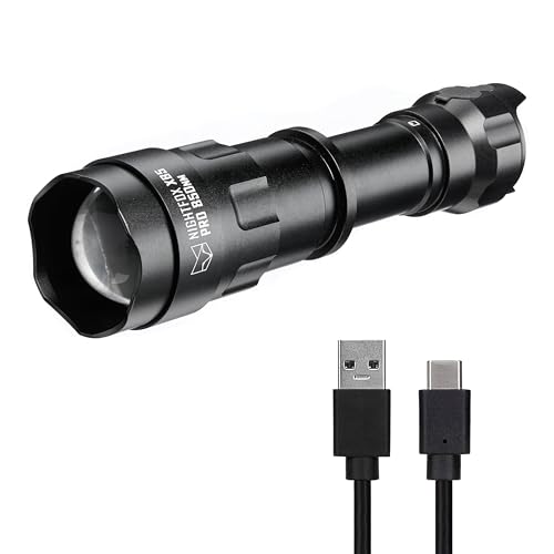 Nightfox XB5 Pro LED-IR-Infrarotstrahler | 850nm Wellenlänge | Unsichtbares Licht nur zur Verwendung mit Nachtsichtgeräten | Über USB wiederaufladbarer Akku im Lieferumfang enthalten | Dimmbar von Nightfox