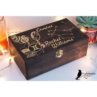 Personalisierte Gravierte Zwillinge Sternzeichen Box, Geburtstagsgeschenkbox, Geschenke, Aufbewahrungsbox, Benutzerdefinierte Holzbox, Astrologie von NightingaleWorksArt