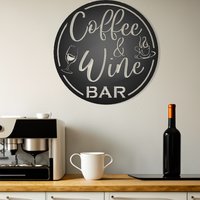 Coffee & Wine Bar Rundes Metall Wandschild - Kaffeestation Dekorativer Stahl Wandbehang Geschenk Für Kaffeeliebhaber Und Weinliebhaber von Nightingalemetaldsn