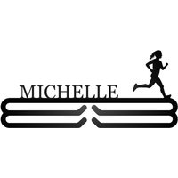 Personalisierter Weiblicher Läufer-Silhouette-Medaillenaufhänger - Individueller Marathon-, 5-Km-, Halbmarathon-Medaillenhalter Zur Wandmontage von Nightingalemetaldsn