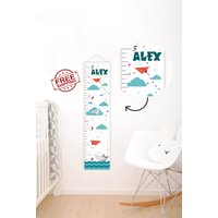 Maritimer Kinder-Höhen-Lineal Canvas Wachstumskarte Kinderzimmer Wachstumsregeler Custom Growth Chart Maritimes Dekor Meer Seedeko von Nightlightlamp