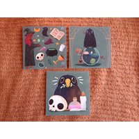 Mini Print Set I Hexe Und Lehrlinge Magie Krähe Rabe Frosch Süße Hexen Bilder Digitaldruck Geschenk Für von Nightmink