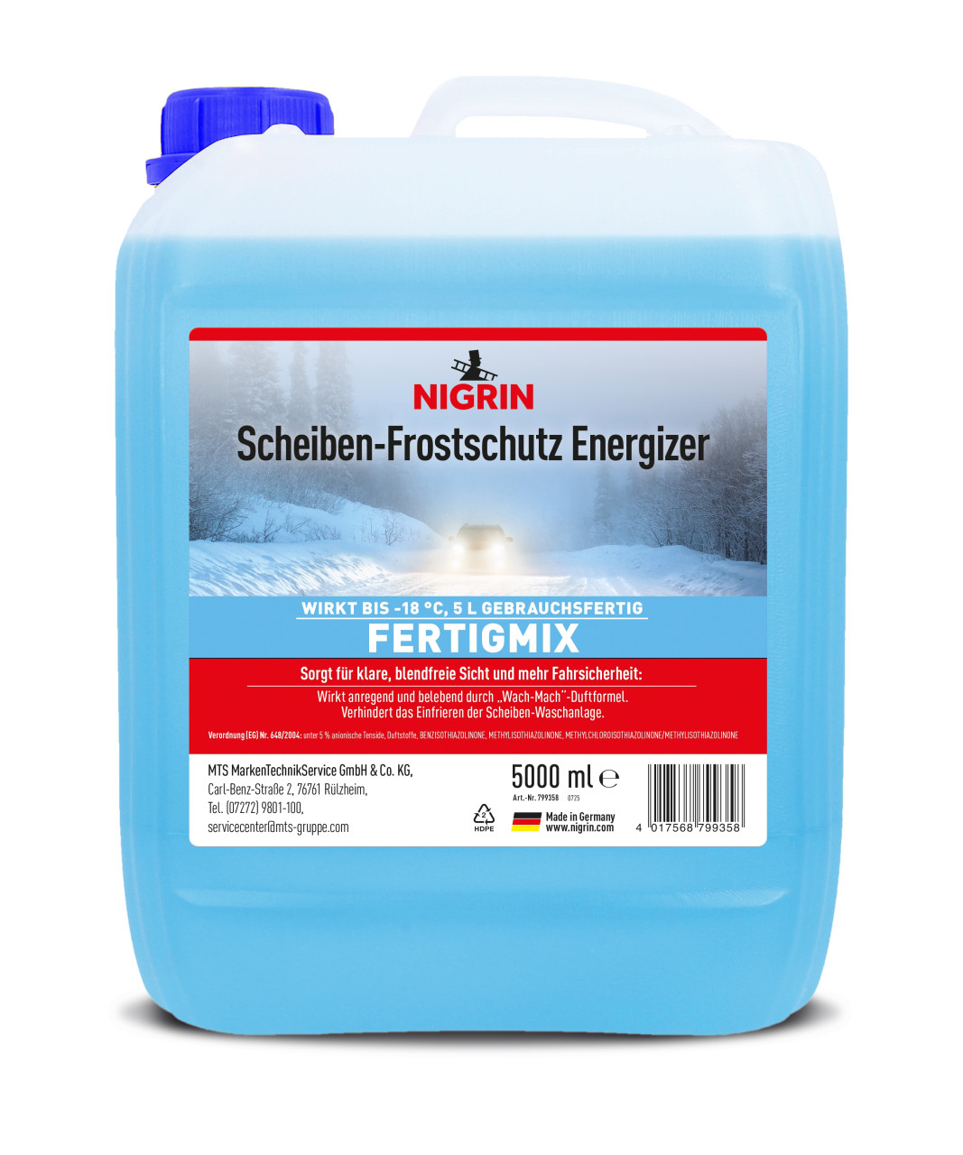 Nigrin Scheibenfrostschutz Energizer Wach-Mach Duft Fertig Mix -18°C 5L von Nigrin